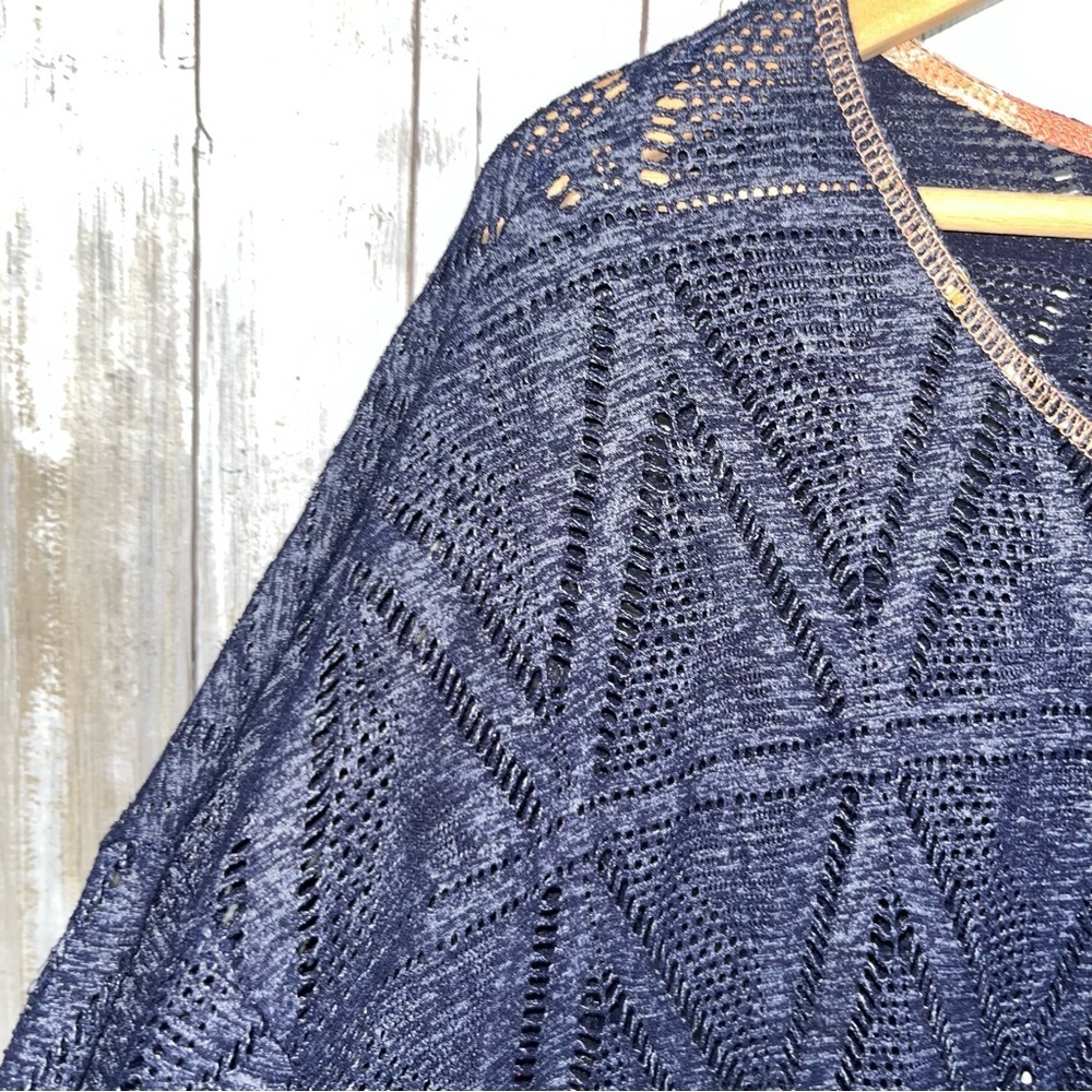 Oddy Open Stitch Patchwork Bottom Long Sleeve Tunic - Picture 3 of 6